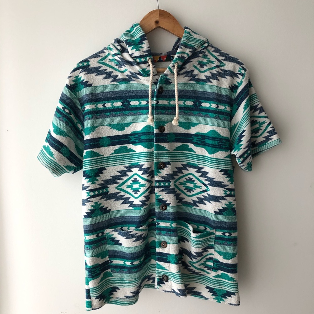 Quash Vintage Tribal Print Button Up Shirt Jacket
